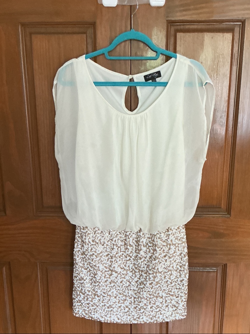 Love Reign White Chiffon Top with Ivory Sequin Skirt Set